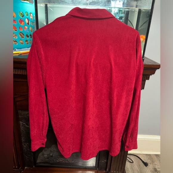 Deep Red Embroidered Button-Down Shirt - Picture 2 of 5